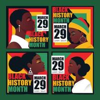 African Woman In Black History Month Social Media Template vector