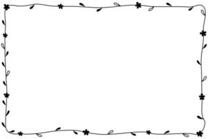 Vector - Cute border. Black line with mini flower and leaves on white background. Can be use for any card, print, paper, web, banner, brochure. Copy space for any text design.