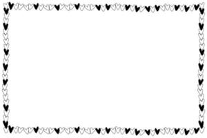 Vector - Cute border. Many black hearts on white background. Can be use for any card, print, paper, web, banner, brochure. Copy space for any text design.