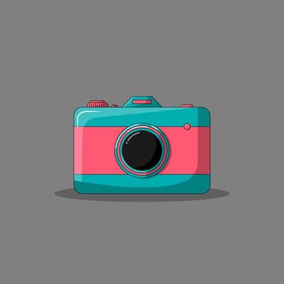 colorful camera with gray background