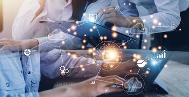 Digital transformation change management, internet of things , new technology bigdata and business process strategy, automate operation, customer service management, cloud computing photo