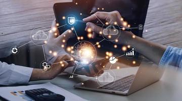 Digital transformation change management, internet of things , new technology bigdata and business process strategy, automate operation, customer service management, cloud computing photo