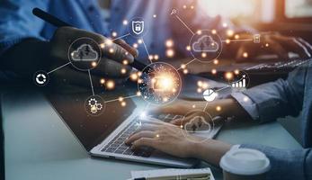 Digital transformation change management, internet of things , new technology bigdata and business process strategy, automate operation, customer service management, cloud computing photo