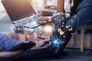 Digital transformation change management, internet of things , new technology bigdata and business process strategy, automate operation, customer service management, cloud computing photo
