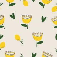 Seamless abstract hand drawn  flowers pattern vector