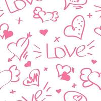 valentine's day pattern in doodle style vector