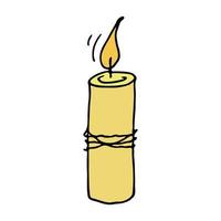 Burning aroma candle. Single doodle illustration. Hand drawn clipart for card, logo, design vector