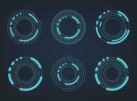 Futuristic abstract HUD. Circle technology elements set. Futuristic hud interface. Vector illustration.