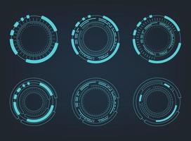 Futuristic abstract HUD. Circle technology elements set. Futuristic hud interface. Vector illustration.