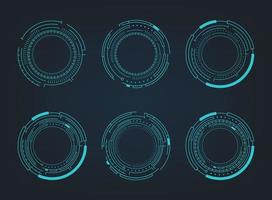 Futuristic abstract HUD. Circle technology elements set. Futuristic hud interface. Vector illustration.