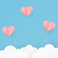 fondo del día de san valentín con elementos voladores del corazón. corazón de san valentín en estilo de corte de papel. ilustración vectorial vector