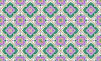Ethnic Abstract Background cute Green Purple Gold Flower geometric tribal folk Motif Arabic oriental native pattern traditional design carpet wallpaper clothing fabric wrapping print batik folk vector