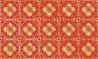 étnico chino tradicional flor fondo cuco rojo oro geométrico tribal ikat folk motivo oriental indígena modelo diseño alfombra papel pintado prenda telas envoltorio imprimir batik folk tejer vector