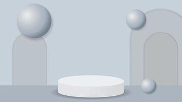 Pure white podium background with simple decoration on the back. Vector illustration of 3D podium