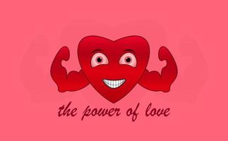 illustration of the power of love.   love emoticon cute cartoon character graphic vector design
