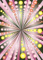 Abstract vector composition. Rounded optical illusion effect background. Starburst. Abstract backdrop. Orange, black, pink and yellow stripes and circles texture. zoom lines