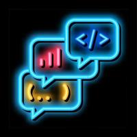 codding operation programmer discussing neon glow icon illustration vector