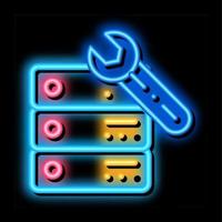 data center server repair neon glow icon illustration vector