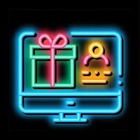 online shopping and sale gift neon glow icon illustration vector