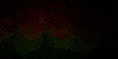 Dark green, red vector background with polygonal forms.