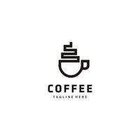 Coffee cup bean line art logo design vector illustration