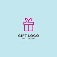 Gift box with ribbon line icon, outline vector sign, linear style pictogram isolated on pink. Symbol, logo illustration. Editable stroke. Pixel perfect