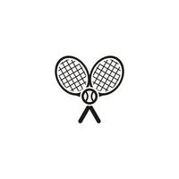 icono de diseño de logotipo minimalista de tenis. raquetas de tenis negras cruzadas con una pelota vector