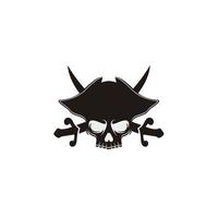 Pirate skull logo. head of skeleton and sabers. pirate symbol. Vector illustration