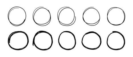 Super set of circles lines sketch hand drawn. Doodle circles for design elements vector