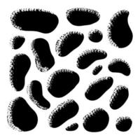 Random organic blobs, Random blots, ink blots, Spot shapes. Splash, spot chart. A drop of liquid, liquid. Pebbles, stone silhouettes. vector