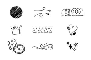 doodle design components consisting of circles, crowns, crosses, winds, stars and others