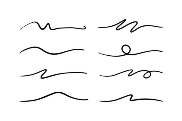 strokes, underlines, highlighter marker strokes, wave brush marks.