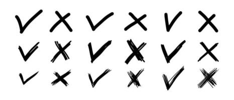 Tick and cross  signs. Checkmark OK and X icons. vector