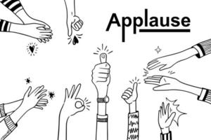 doodle hands up,Hands clapping. applause gestures. congratulation business. vector illustration