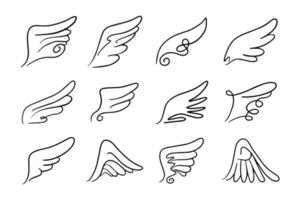 dibujar alas de ángel. ala de plumas de ángel. ilustración vectorial vector