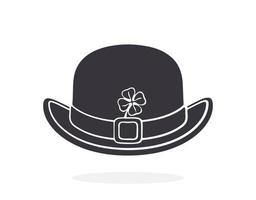 Silhouette icon of front view of bowler hat with buckle and clover vector