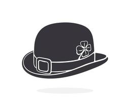 Silhouette icon of bowler hat with buckle and clover vector