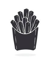 Silhouette icon of french fries in a paper pack vector