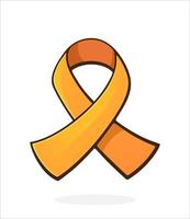 Orange color ribbon, international symbol of Leukemia or Multiple sclerosis awareness. Graphic design with contour. Isolated on white background vector