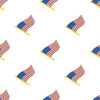 Seamless pattern with flags of United States on flagstaff on white background vector