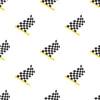 Seamless pattern with chequered racing flags on flagstaff on white background vector