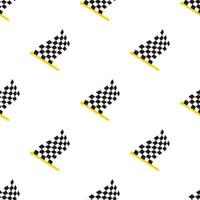 Seamless pattern with chequered racing flags on flagstaff on white background vector