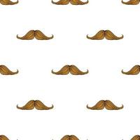 Seamless pattern with hipsters mustache on white background. Mens face fashion. Drawing with contour vector