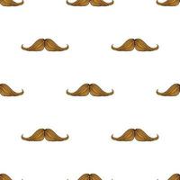 Seamless pattern with hipsters mustache on white background. Mens face fashion. Drawing with contour vector