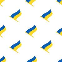 Seamless pattern with flags of Ukraine on flagstaff on white background vector