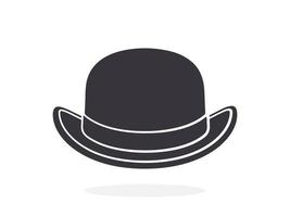 Silhouette icon of retro bowler hat front view vector