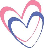 Illustration of two pink and blue hearts. vector