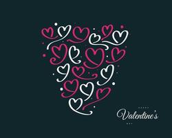 Linda ilustración de corazón de garabato rojo y blanco para el elemento de San Valentín. fondo del día de san valentín para papel tapiz, volantes, invitación, afiches, folletos, pancartas o postales vector
