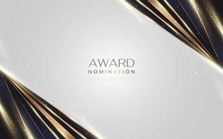 Luxurious and Elegant White, Black and Gold Background with Golden Lines and Glowing Light. Can be Used for Award, Banner, Card, Nomination, Ceremony, Formal Invitation or Certificate Design vector