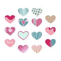 Heart Symbol Vector Red Shapes Collection Of Various Flat Icons Isolated On Light Background. Valentines Day Assorted Different Hearts Graphic Love Symbol Design Elements Set, Modern Heart Sign Group